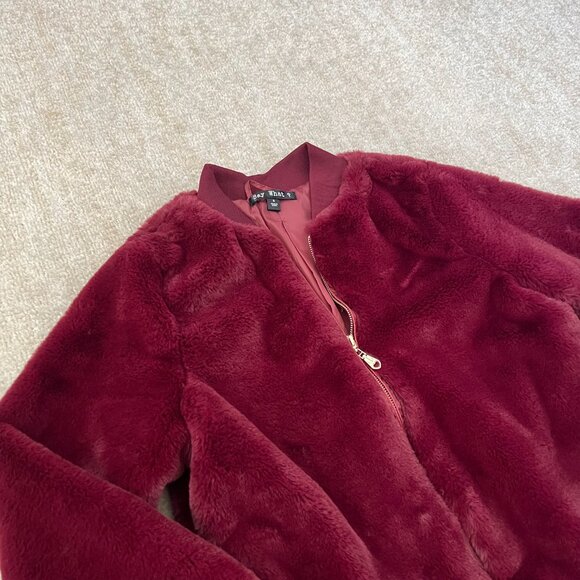 Say What Faux Fur Bomber Jacket S - Picture 3 of 10